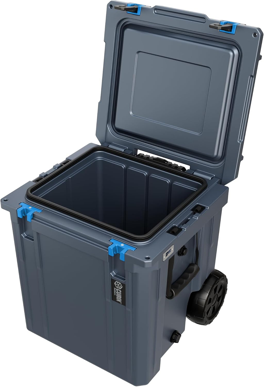 Cubix Outdoors QuadraX 46QT Wheeled Rotomolded Portable Hard Cooler for Camping, Fishing, Beach | Heavy Duty Insulated Ice Chest with Wheels and Handle | Cold Retention 5 Days