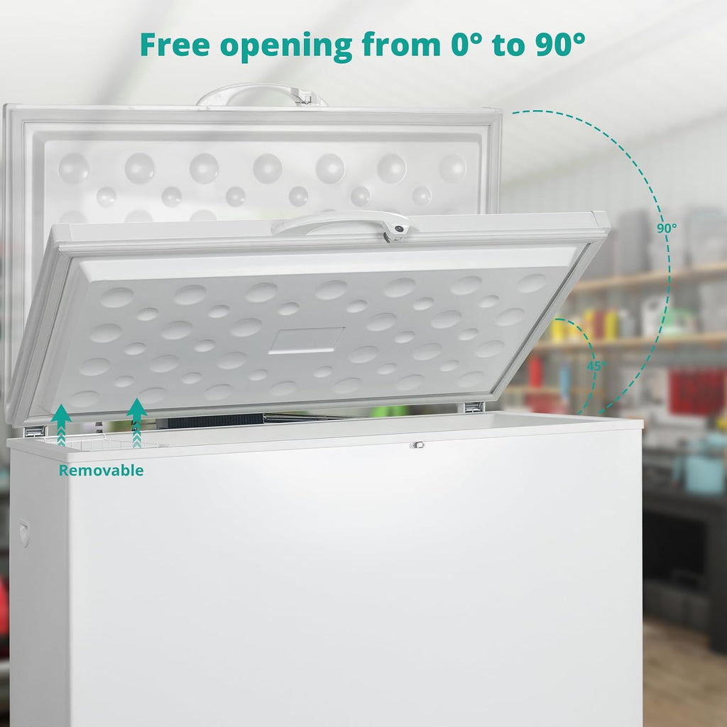 SMETA Propane Deep Freezer, Gas Freezer LPG Propane Gas Absorption 110V Chest Freezer Deep 7.1 Cu.Ft for RV Off Grid Outside, White