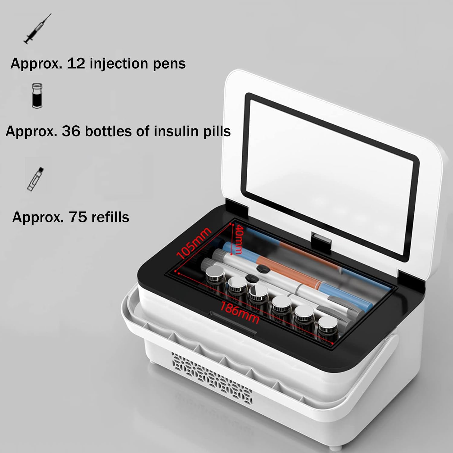 Medication Refrigerator, Insulin Cool Box, Portable Electric Portable Cooler, Intelligent Mini Fridge with Large Refrigeration Space for Medical Cooler Bag for Travel,1cell