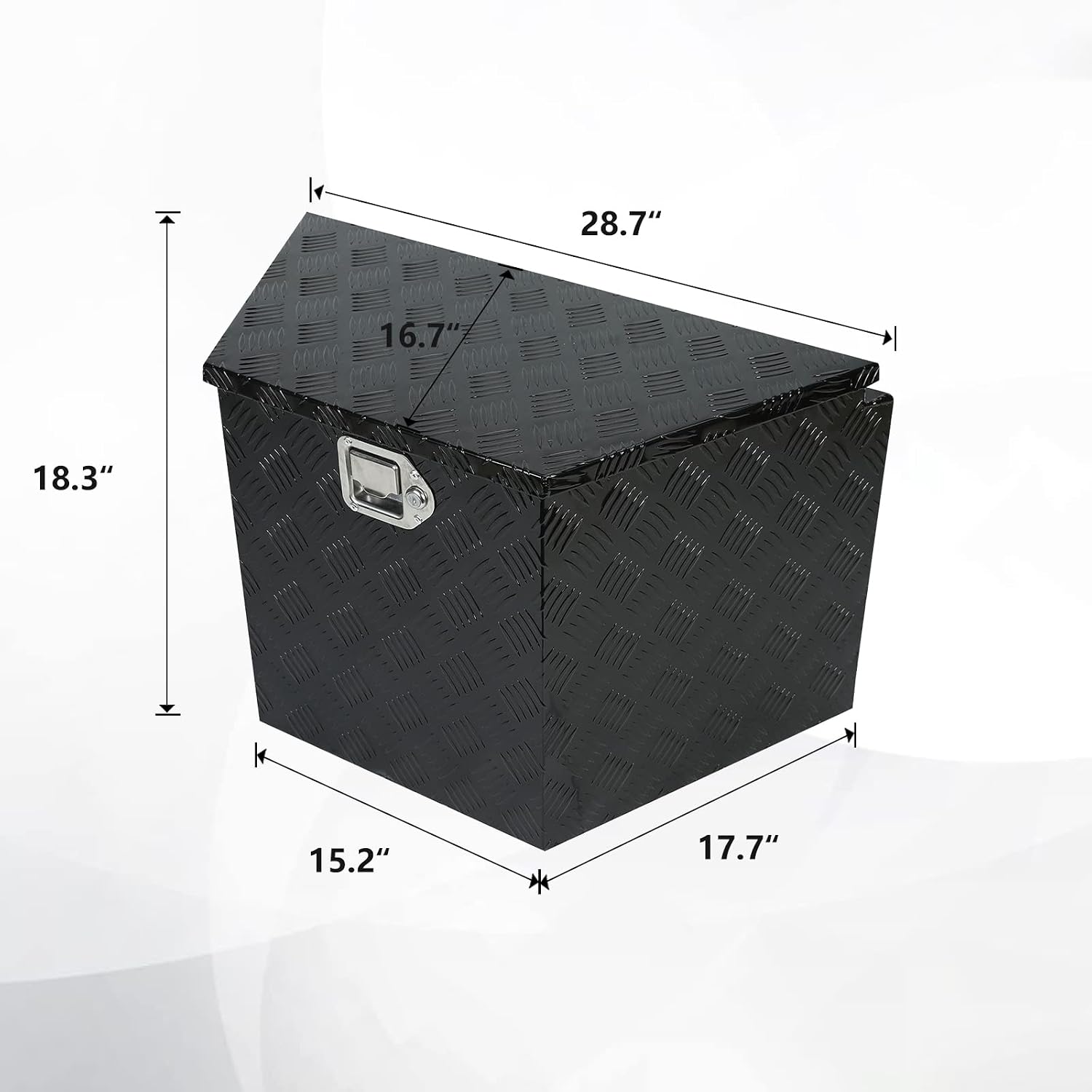 confote 28 Inch Heavy Duty Aluminum Stripes Plated Tool Box Pick Up Truck Bed RV Trailer Tongue Toolbox Waterproof Storage Organizer with Lock and Keys - 28.7 X 16.7 X 18.3 inch,Black