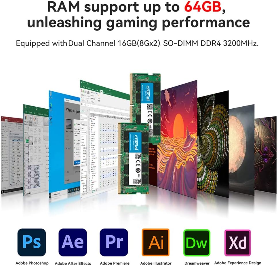 Beelink SER5 Mini PC AMD Ryzen 7 5800H(8C/16T,up to 4.4GHz), Mini Computer 16GB DDR4 RAM 500GB M.2 2280 PCIe3.0x4 SSD Dual LAN, Support 4K Three Screen Display/WiFi6/BT5.2/Office Micro PC