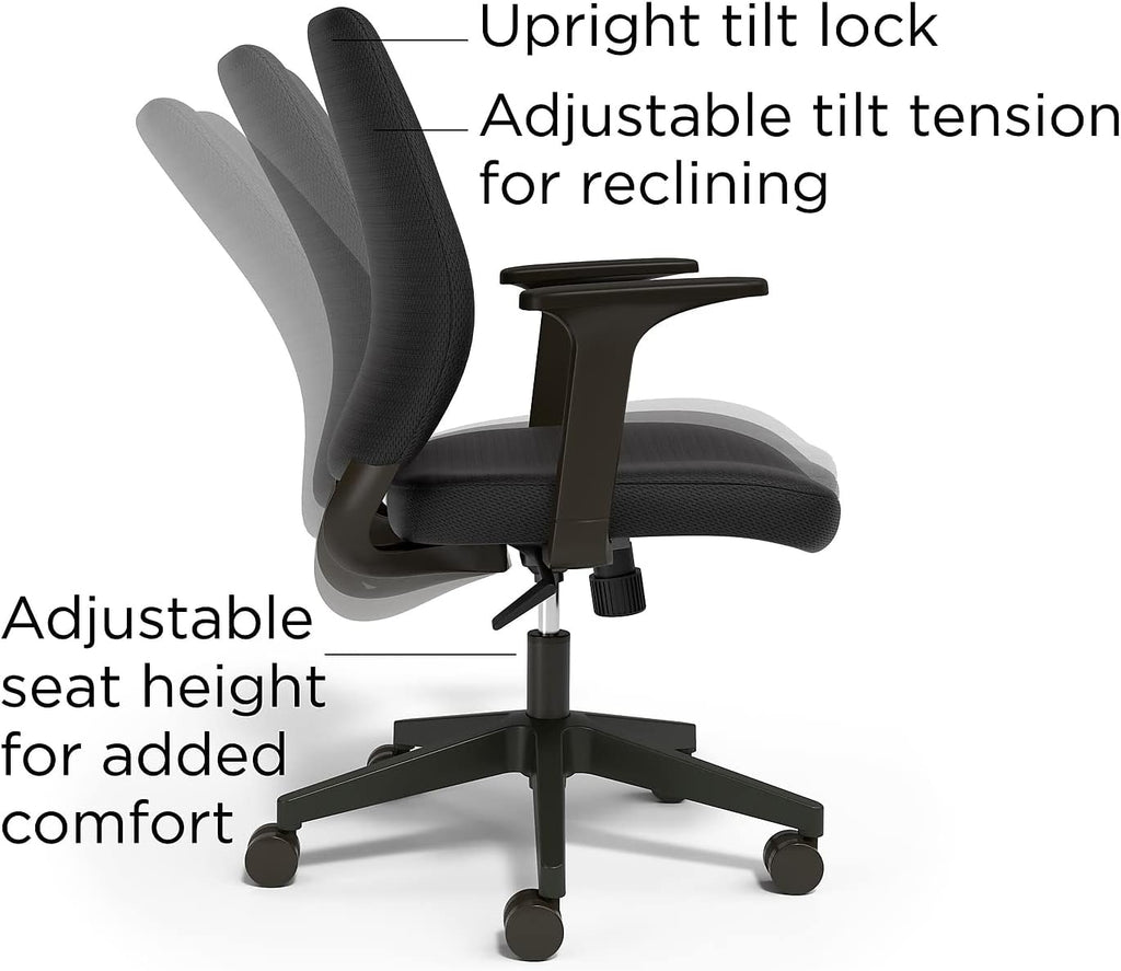 Staples Ergonomic Task Chair, Fabric, Black