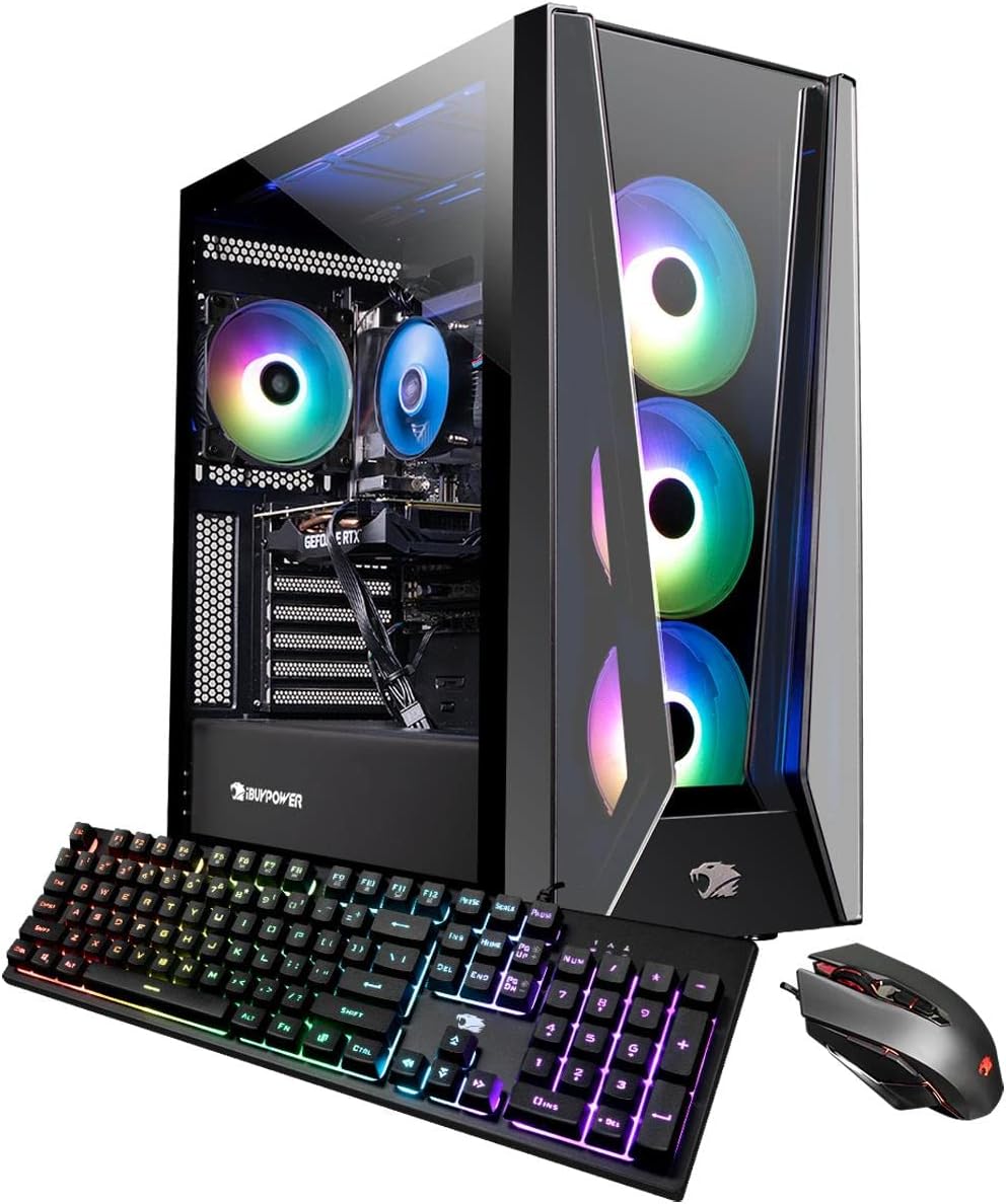 iBUYPOWER Pro Gaming PC Computer Desktop Trace 5 MR 178i (Intel i7-11700F 2.5GHz, NVIDIA GeForce RTX 2060 6GB, 16GB DDR4 RAM, 480GB SSD, 1TB HDD, WiFi Ready, Windows 11 Home)