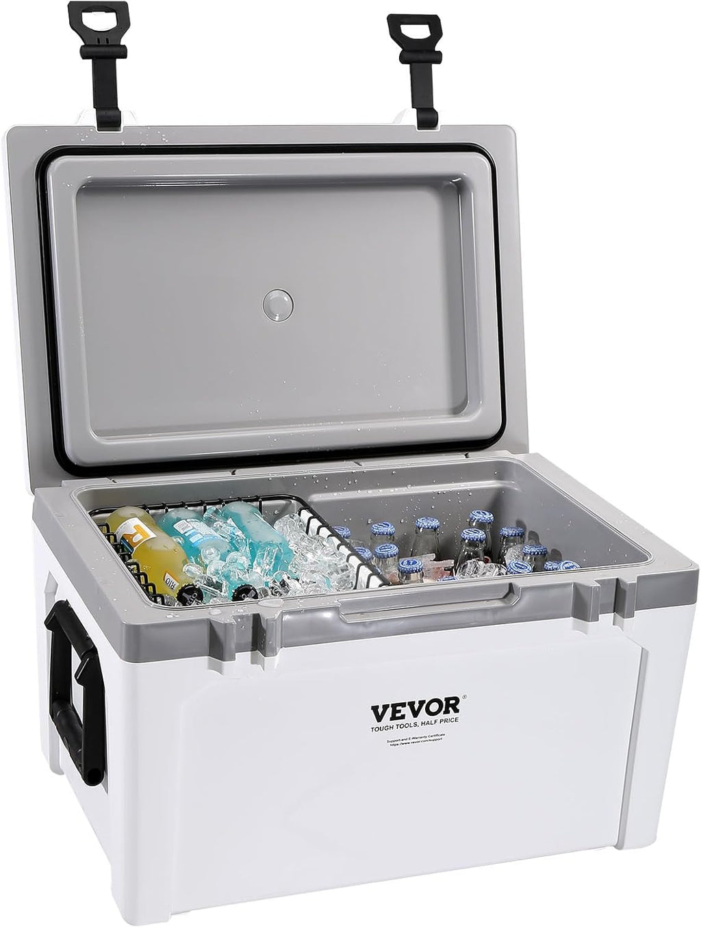 VEVOR Ultra-Light Hard Cooler, Ice Retention Cooler with Heavy Duty Handle, Ice Chest Lunch Box for Camping, Travel, Outdoor, Keeps Cool for up to 6 Days, 30% Lighter Than Rotomolded Coolers