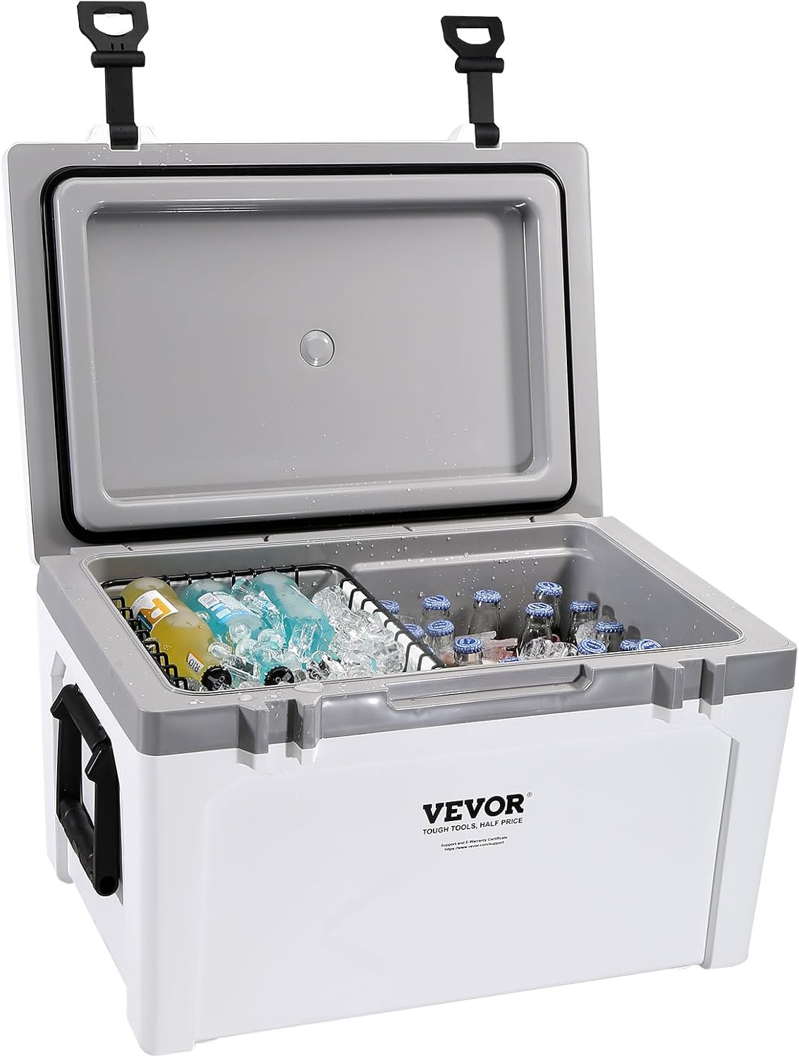 VEVOR Ultra-Light Hard Cooler, Ice Retention Cooler with Heavy Duty Handle, Ice Chest Lunch Box for Camping, Travel, Outdoor, Keeps Cool for up to 6 Days, 30% Lighter Than Rotomolded Coolers