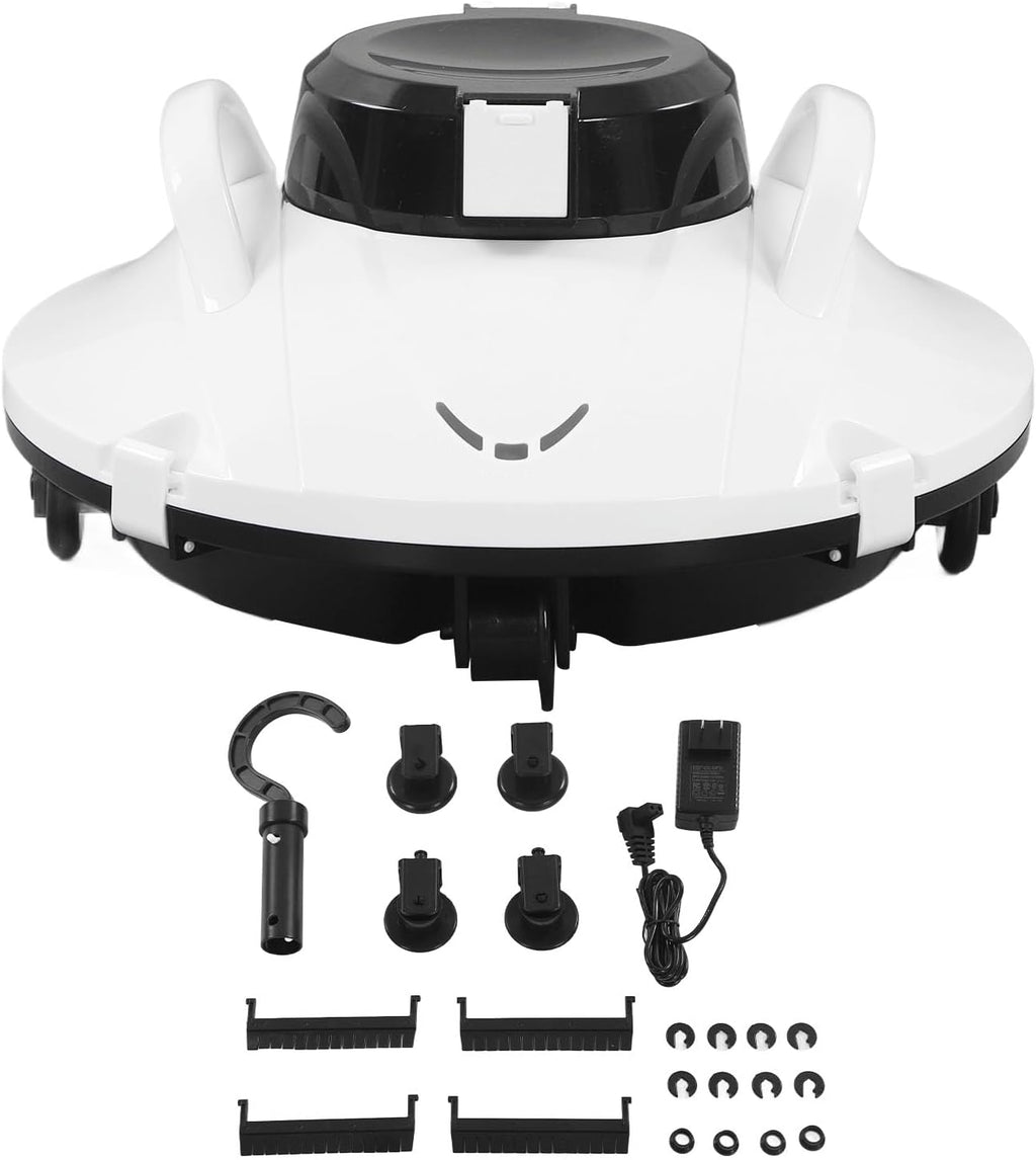 Wireless Pool Vacuum Robot - 30W, Cordless Pool Cleaning Machine with Automatic Cleaning, Strong Suction, Suitable for Flat Pools up to 914 Sqft, US Plug 110-240V, Built in 5000mAh Battery