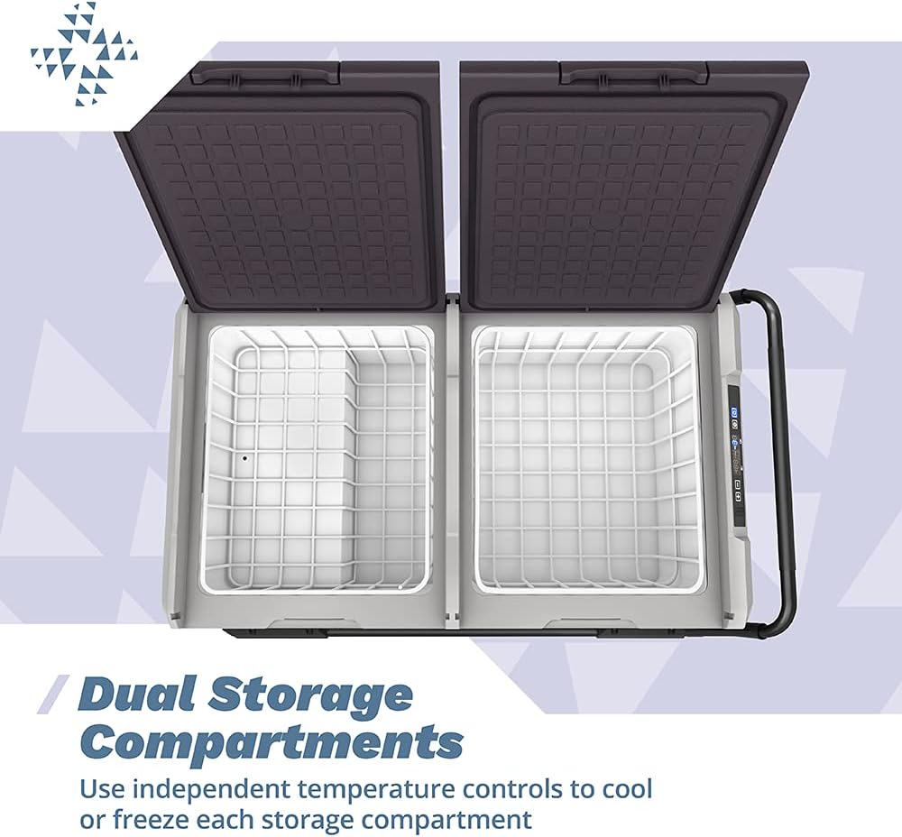 Bluefin Active Ice Cache 95L | Portable Travel Fridge | Advanced Cooling & Freezing Technology | Energy Efficient Charging | Dual Storage Compartments | Smartphone App Control | LCD | AC & DC