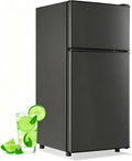 DEMULLER 45L Mini Fridge with Top Freezer Small Refrigerator with Two Door & 7 Temperature Settings & 2 Remoable Shelves Ideal for Kitchen Office Apt Dark Gray