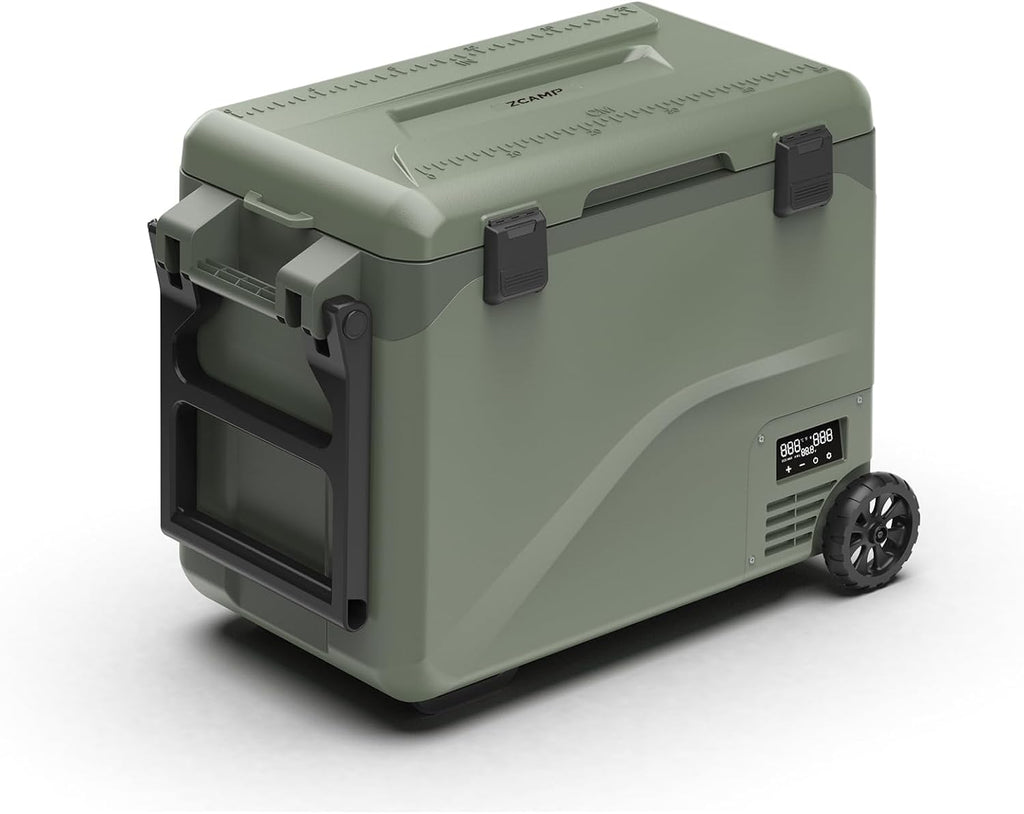 GS50W Portable Wheeled Car Freezer,54Quart 12V Car Refrigerator with Dual Zone,Electric Compressor Cooler -4℉~68℉ for Camping, RV, Truck, Travel, Outdoor