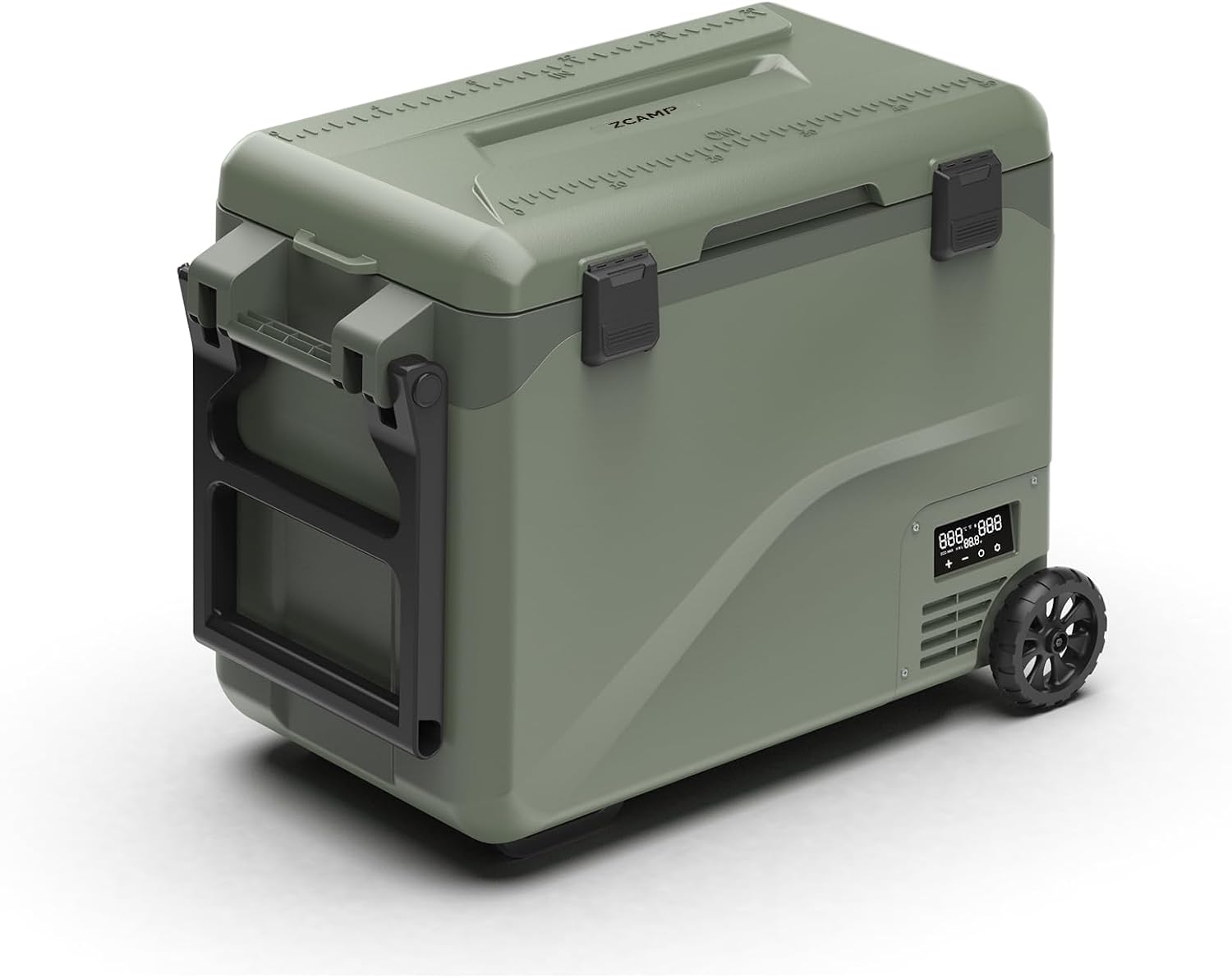 GS50W Portable Wheeled Car Freezer,54Quart 12V Car Refrigerator with Dual Zone,Electric Compressor Cooler -4℉~68℉ for Camping, RV, Truck, Travel, Outdoor