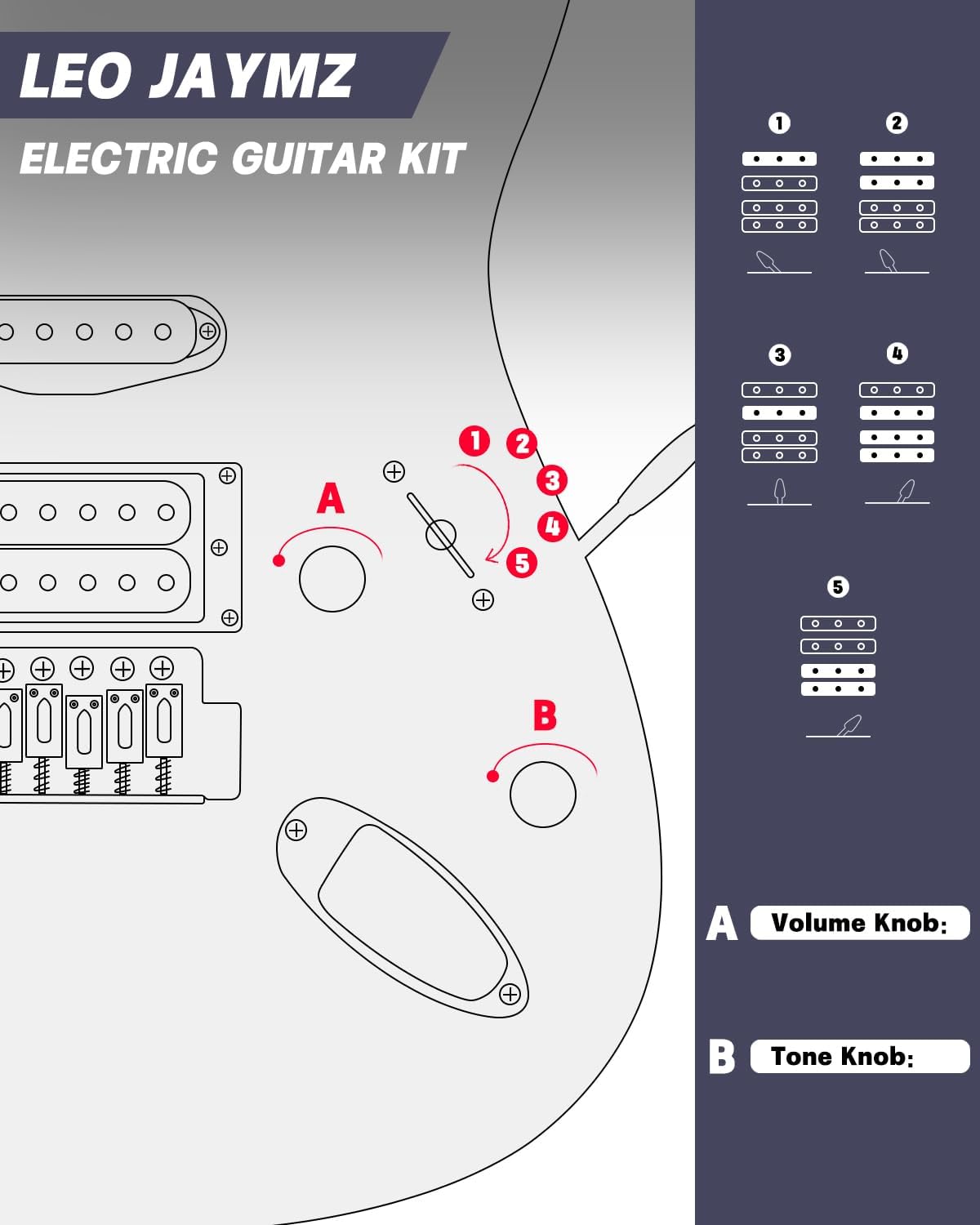Leo Jaymz 39' Full Size ST Style Electric Guitar Starter Kit with SSH Pickup, 5W Portable Amp, Tuner, Gig Bag, Strap & Accessories(Black Flame 5W)