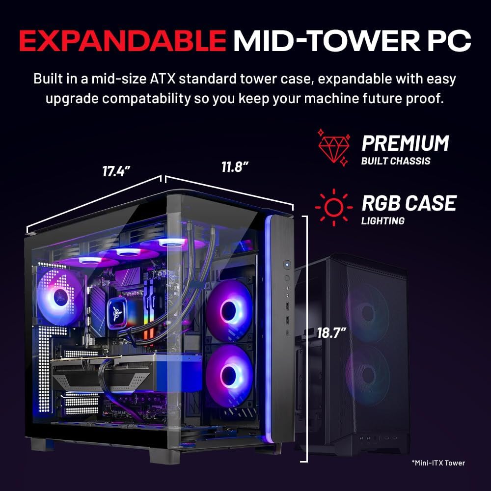 Skytech Gaming King 95 Gaming PC, AMD Ryzen 7 7800X3D 4.2GHz, AMD RX 9070XT 16GB VRAM, 1TB Gen4 NVMe SSD, 32GB DDR5 RAM 5600, 850W Gold ATX 3 PSU, 360 ARGB AIO, WI-FI 5, Windows 11, Desktop