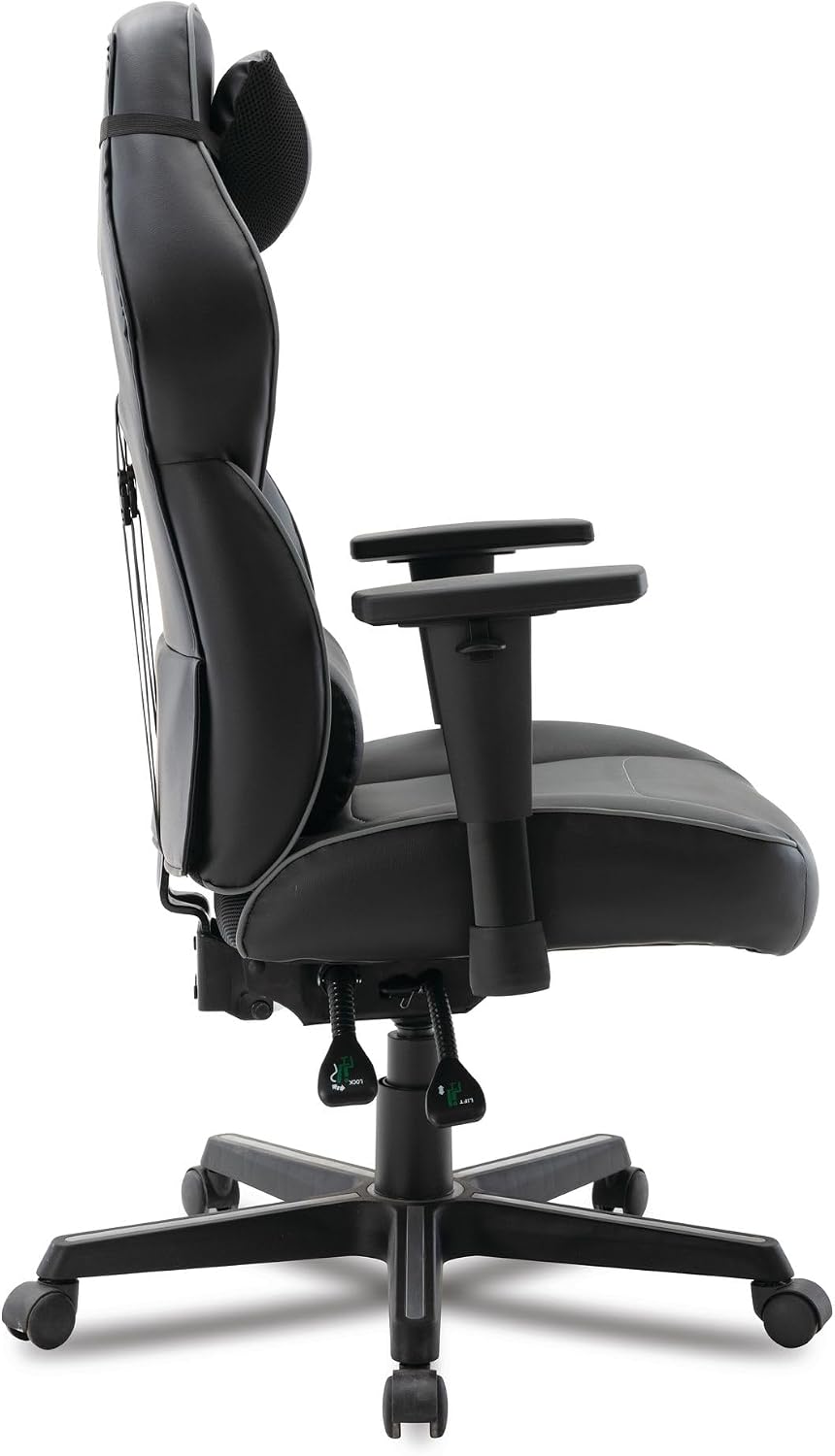 Alera Racing Style Ergonomic Gaming Chair, Supports 275 Lb, 15.91' to 19.8' Seat Height, Black/Gray Trim Seat/Back, Black/Gray Base