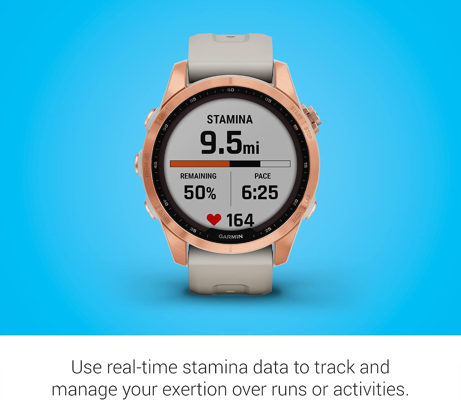 Garmin Fenix 7S Solar, Smaller Sized Adventure smartwatch, with Solar Charging Capabilities, Rugged Outdoor Watch with GPS, Touchscreen, Health and Wellness Features, Rose Gold with Light Sand Band