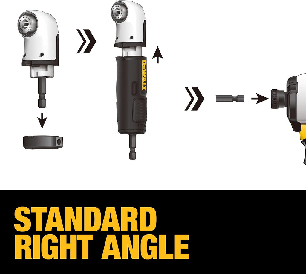 DEWALT FLEXTORQ Right Angle Drill Attachment,4-in-1 System,12-Inch Compact,Straight Flexible Shaft 90 Degree Drill Adapter (DWAMRASETFT),(Pack of 5)