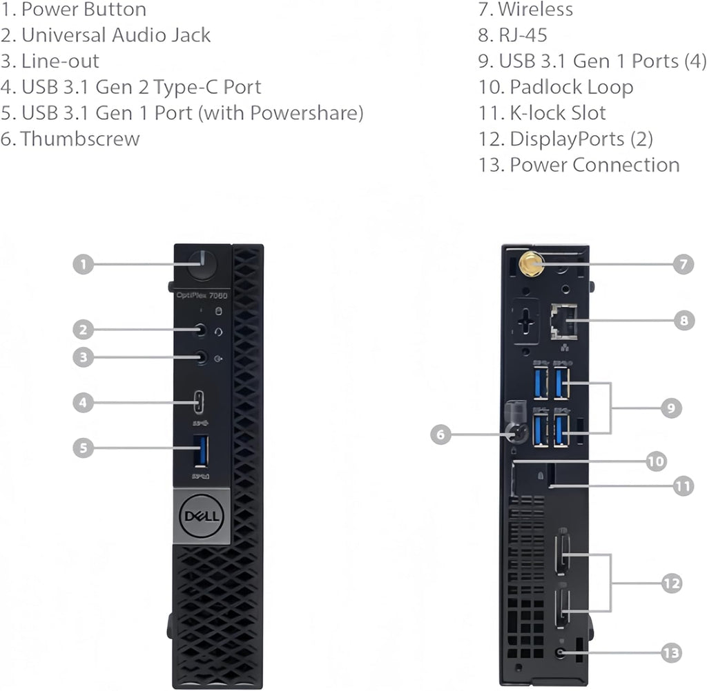 Dell OptiPlex 7060 Micro PC | Intel Core i5-8500 | 32GB RAM | 1TB SSD | Windows 11 Pro | Wi-Fi+ BT | Micro Form Factor Desktop Computer (Renewed)