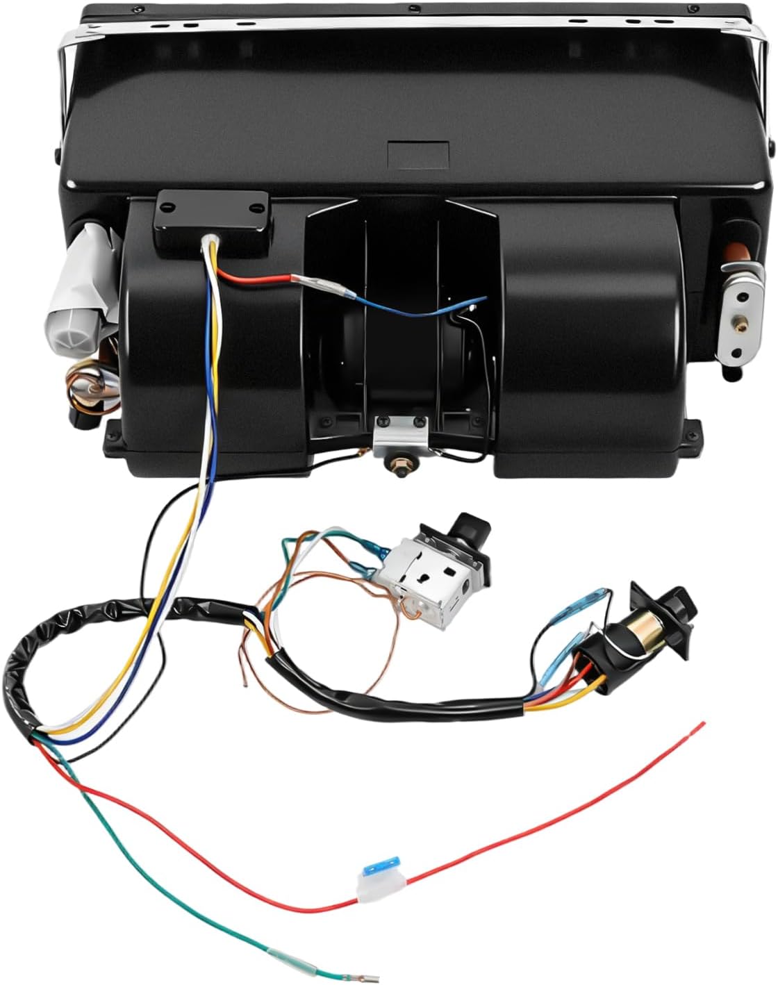 LOYALHEARTDY A/C Air Conditioning Evaporator Assembly Unit & Heater Kit, 600CFM 3 Speed AC 12V Under-Dash Evaporator Electrical Thermostat for Car Truck, Heat & Cool 4 port 12V (BEU-404-000)