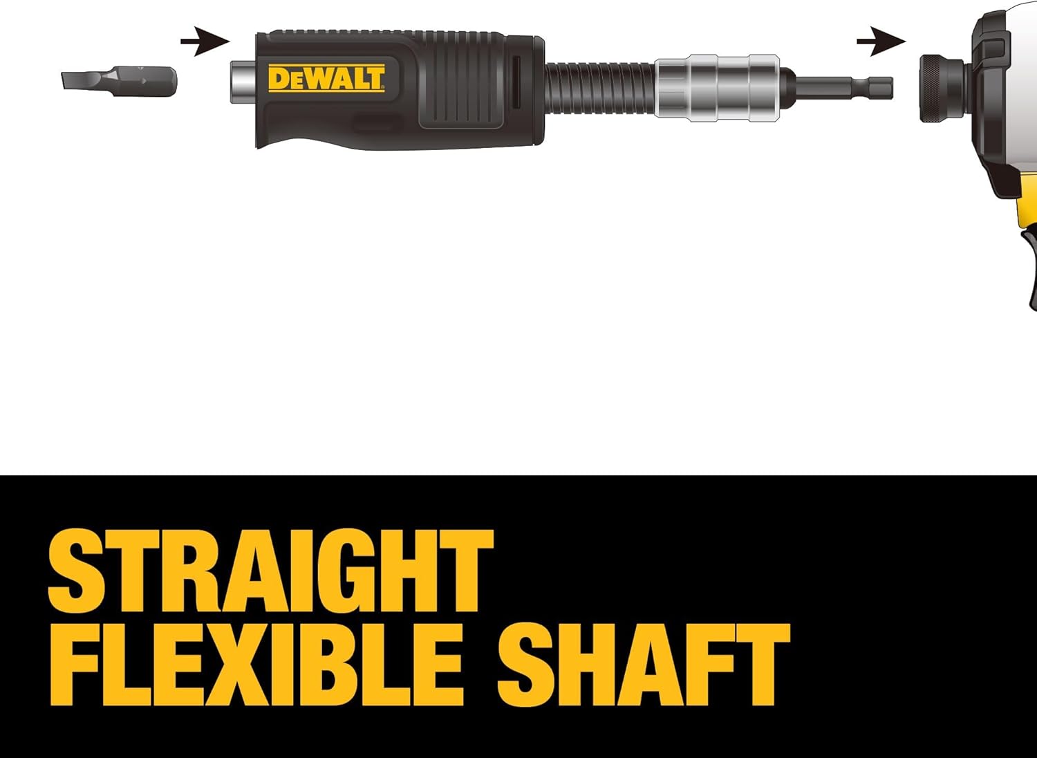DEWALT FLEXTORQ Right Angle Drill Attachment,4-in-1 System,12-Inch Compact,Straight Flexible Shaft 90 Degree Drill Adapter (DWAMRASETFT),(Pack of 5)