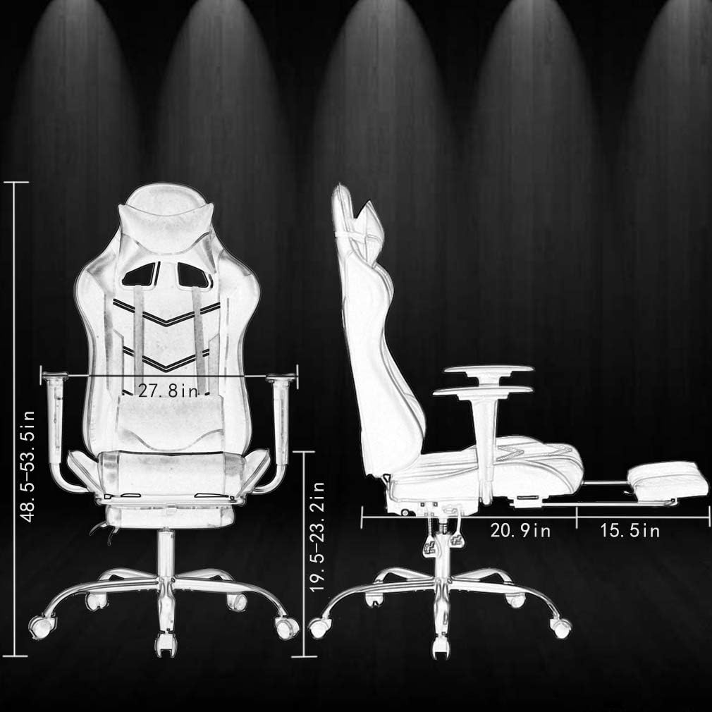 BestOffice | Ergonomic Gaming Chair | Blue | Reclining Computer Chair with Lumbar Support, Headrest Pillow, Adjustable Footrests | 360 Swivel with Heavy Duty Wheels | for Home & Office