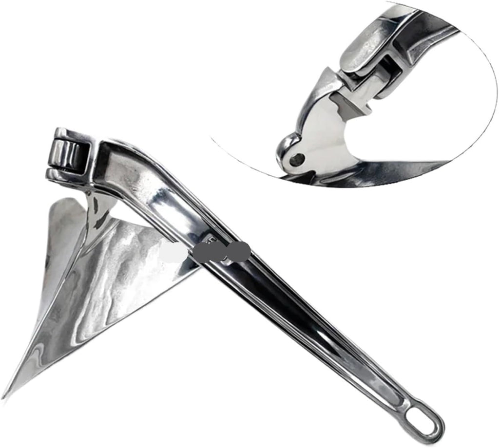 Folding Anchor, Boat Accessories Anchor Mirror Polished Stainless Steel 316 Plough,for Small Boats Canoe Paddle Boards