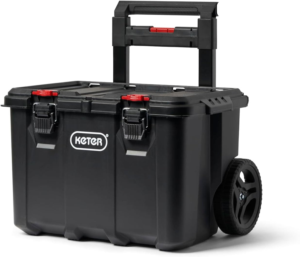 Stack N' Roll 4-Piece Rolling Tool Storage System – Includes Large Rolling Tool Box, 2-Drawer Tool Box & 2 Tray Organizers | Modular Stackable Tool Storage with Wheels for Garage & Workshop