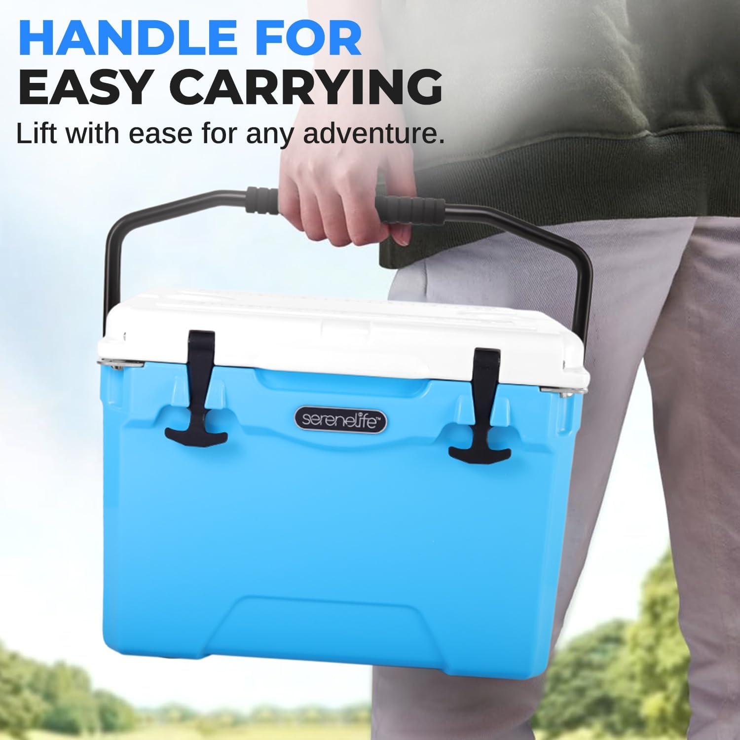 SereneLife Ultra-Tough 25-75 Quart Rotomolded Cooler Box, Holds Upto 64 Cans, Keeps Ice Up to 5 Days, Heavy-Duty Insulated Portable Ice Chest Box, Ideal for Camping, Beach, Picnics, Tailgating, etc