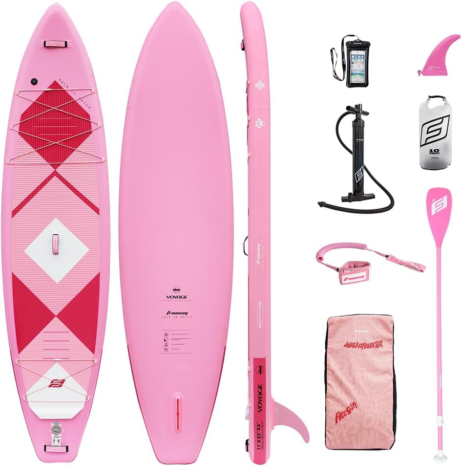 FREESUN Voyage 11' x 32' Inflatable Stand Up Paddle Board, Stable Touring SUP for Long-Distance Cruising & Family,Heat-Fusion iSUP with Camera Mount,Extra Large EVA Pad for Dogs/Kids,Blue