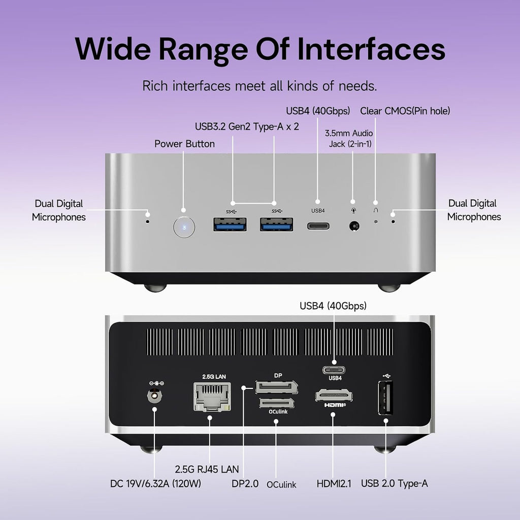 Reatan Mini Gaming PC, Latest AMD Ryzen AI 9 HX 470 Processor, 12C/24T Up to 5.2GHz, 48GB DDR5 1TB SSD, Radeon 890M GPU, 8K Quad Display, Built-in Speaker, Oculink, WiFi 7, BT 5.4, Compact Desktop