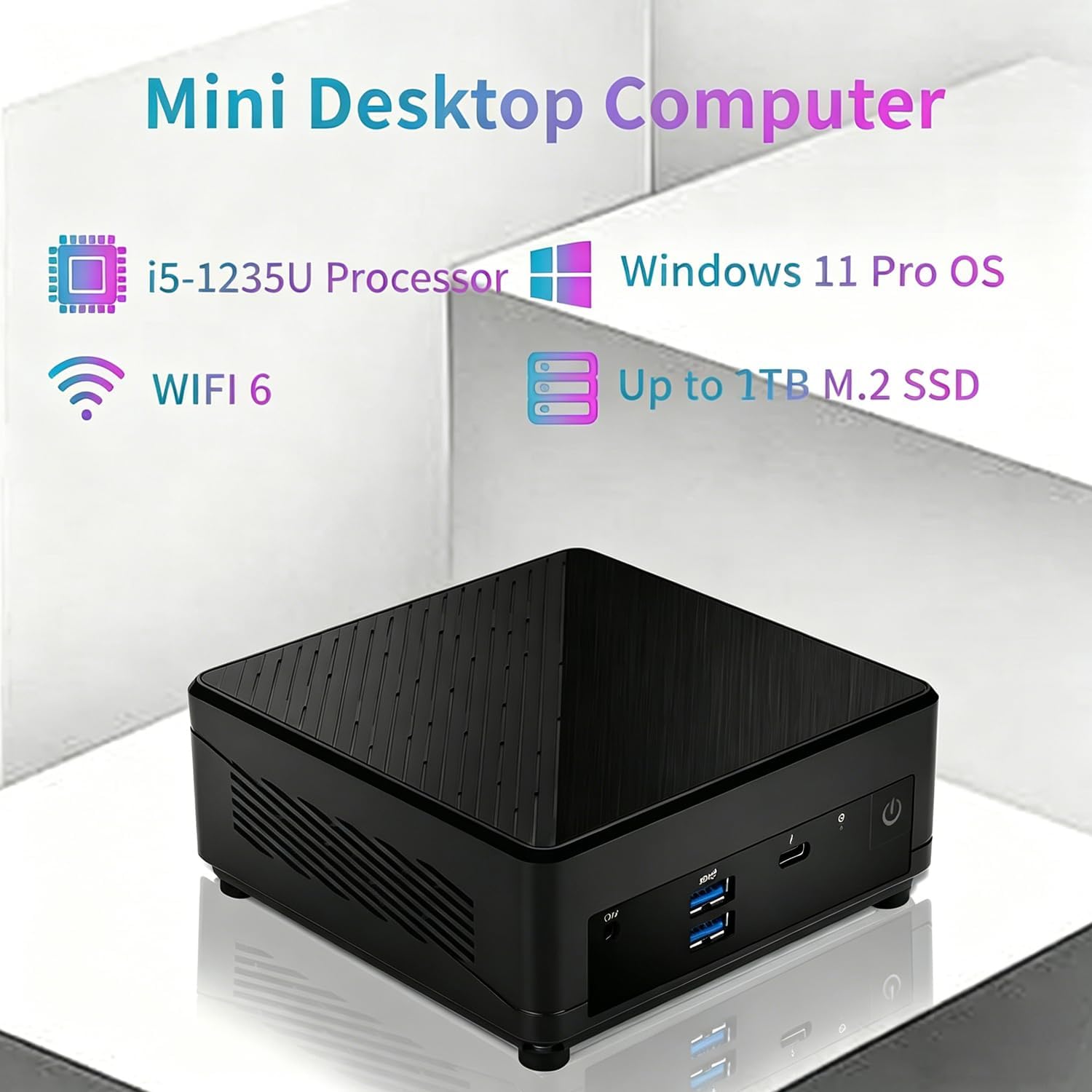 msi Cubi 5 Professional Mini PC, 12th Gen Intel i5-1235U Processor, 16GB RAM, 1TB SSD, Wi-Fi 6, Windows 11 Pro, Support 4K@60Hz Display, Seamless Multitasking at Work/Home