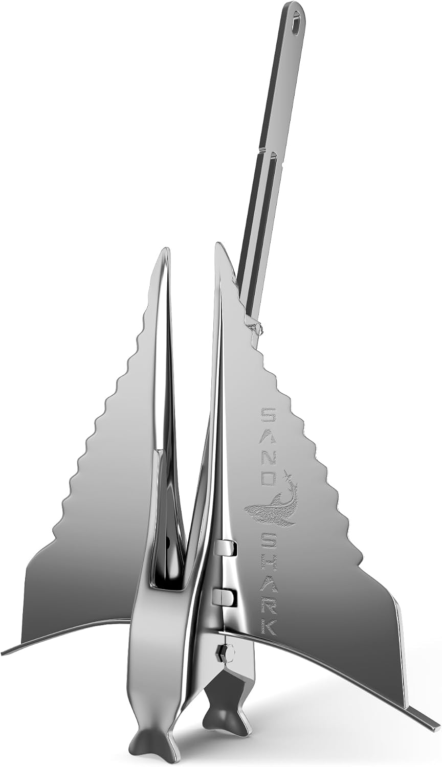 SandShark Premium Fluke Anchor-Retractable Shaft Easy Storage-Aluminum Pontoon Boat Anchor, Jet Ski Anchor. Boats<30 ft. Sand Anchor for Boat, Boat Anchor.