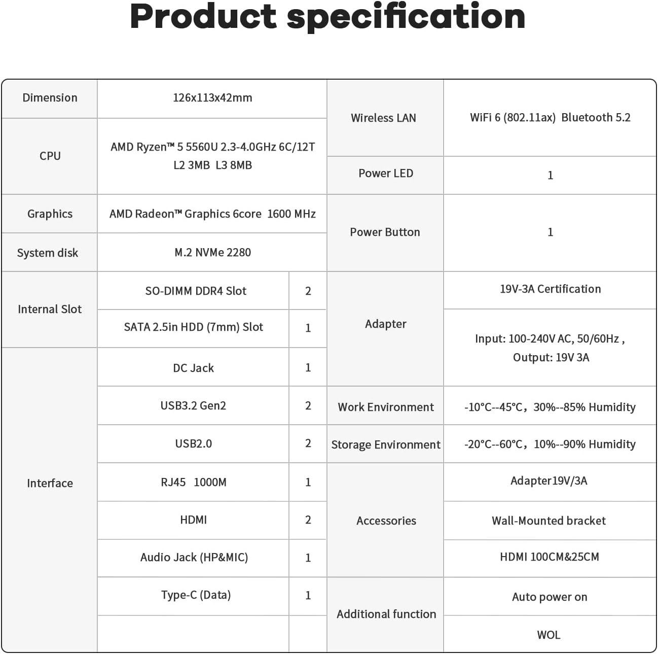 Beelink SER5 Mini PC,AMD Ryzen 5 5560U (6C/12T,up to 4.0GHz),Mini Computer with 16GB DDR4/500GB NVMe SSD,SupportDual Screen Display (2*HDMI/4K),WiFi6E,BT5.2,Type-C,Gigabit LAN
