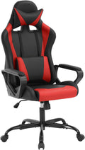 Dopinmin PU Leather Ergonomic Gaming Chair Esports Computer Chair Boss Chair with Lumbar Cushion and Retractable Footrest Video Game Chair for Streaming,RED