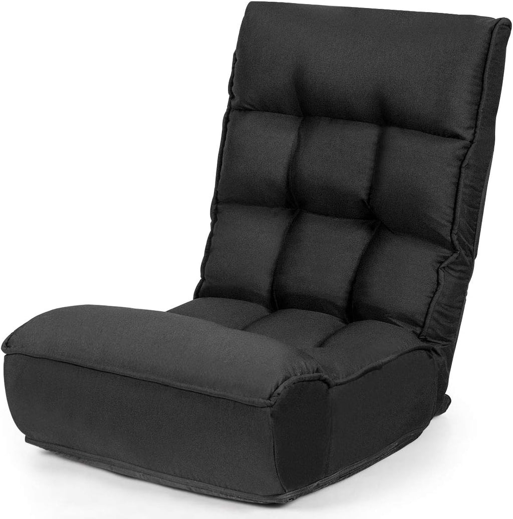 ARLIME 4-Position Adjustable Floor Chair, Armless Gaming Chair w/Back Support & Soft Cushion, Memory Foam Floor Lazy Sofa for Gaming, Reading, Meditating (Black)