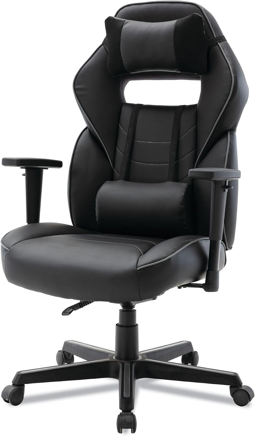 Alera Racing Style Ergonomic Gaming Chair, Supports 275 Lb, 15.91' to 19.8' Seat Height, Black/Gray Trim Seat/Back, Black/Gray Base