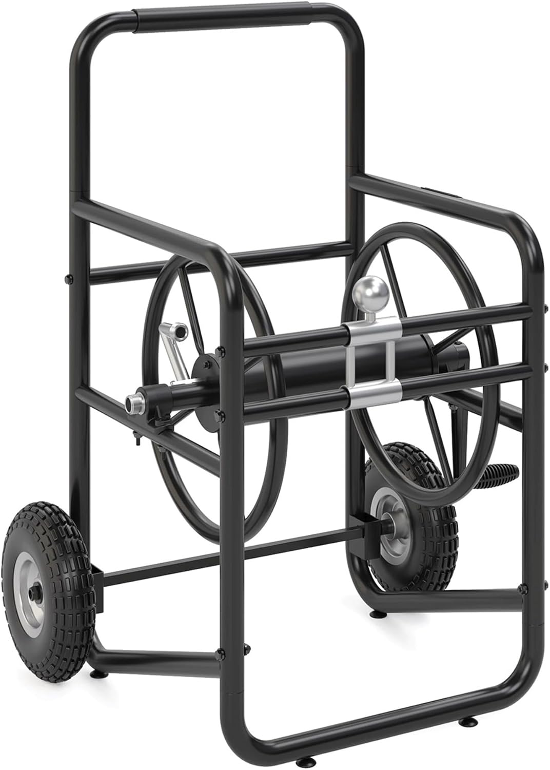 Suncast 200' Pro Hose Reel Cart with Flat-Free Rubber Tires, Outdoor Weather-Resistant Steel Garden Hose Reel Cart, 200' of 5/8' Hose Capacity, Made in the USA