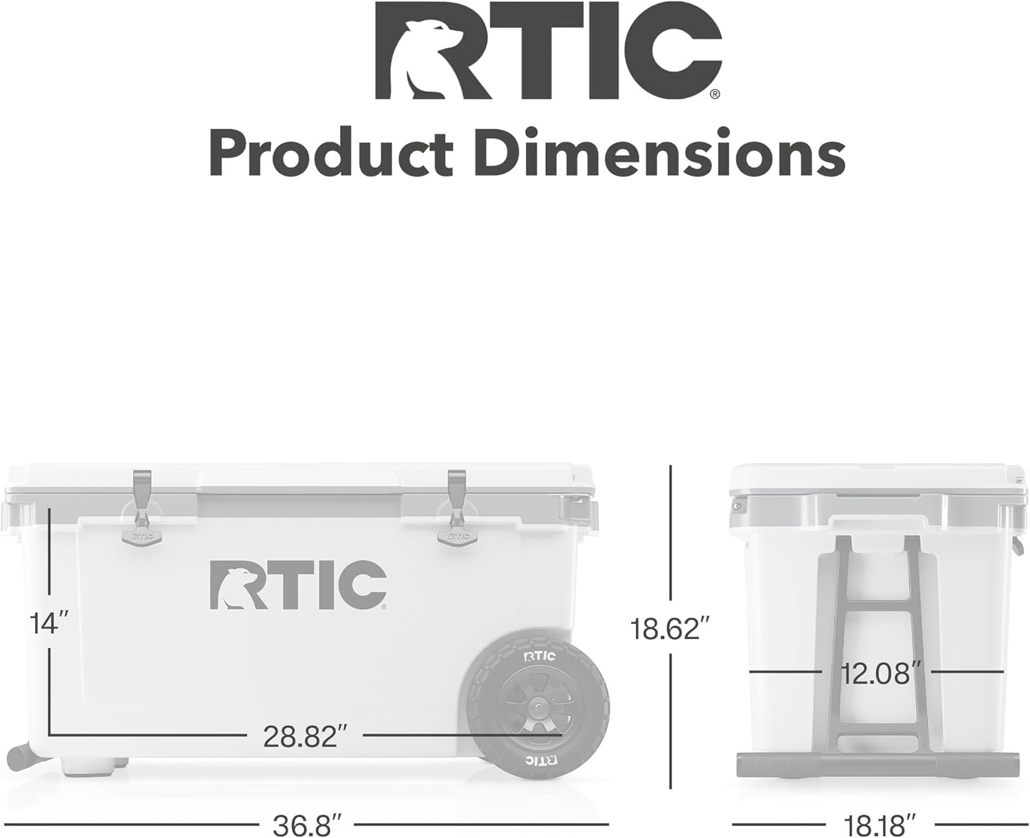 RTIC 72 Quart Ultra-Light Wheeled Cooler Hard Insulated Portable Ice Chest Box for Beach, Drink, Beverage, Camping, Picnic, Fishing, Boat, Barbecue, 30% Lighter Than Rotomolded Coolers