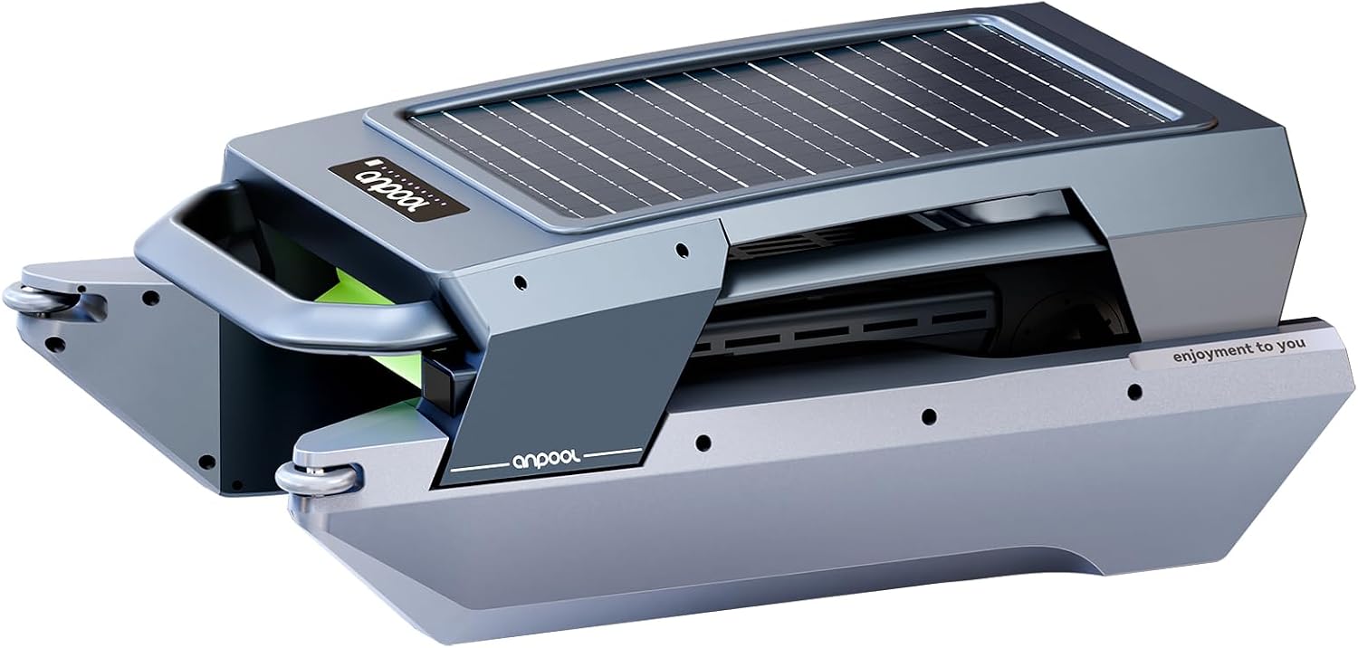Robotic Solar Pool Skimmer – Automatic One-Button Start, Solar & DC Charging, 72H Runtime (+40% Longer), Smart Anti-Stuck, Triple Motors, 6.5L Basket, UV-Resistant