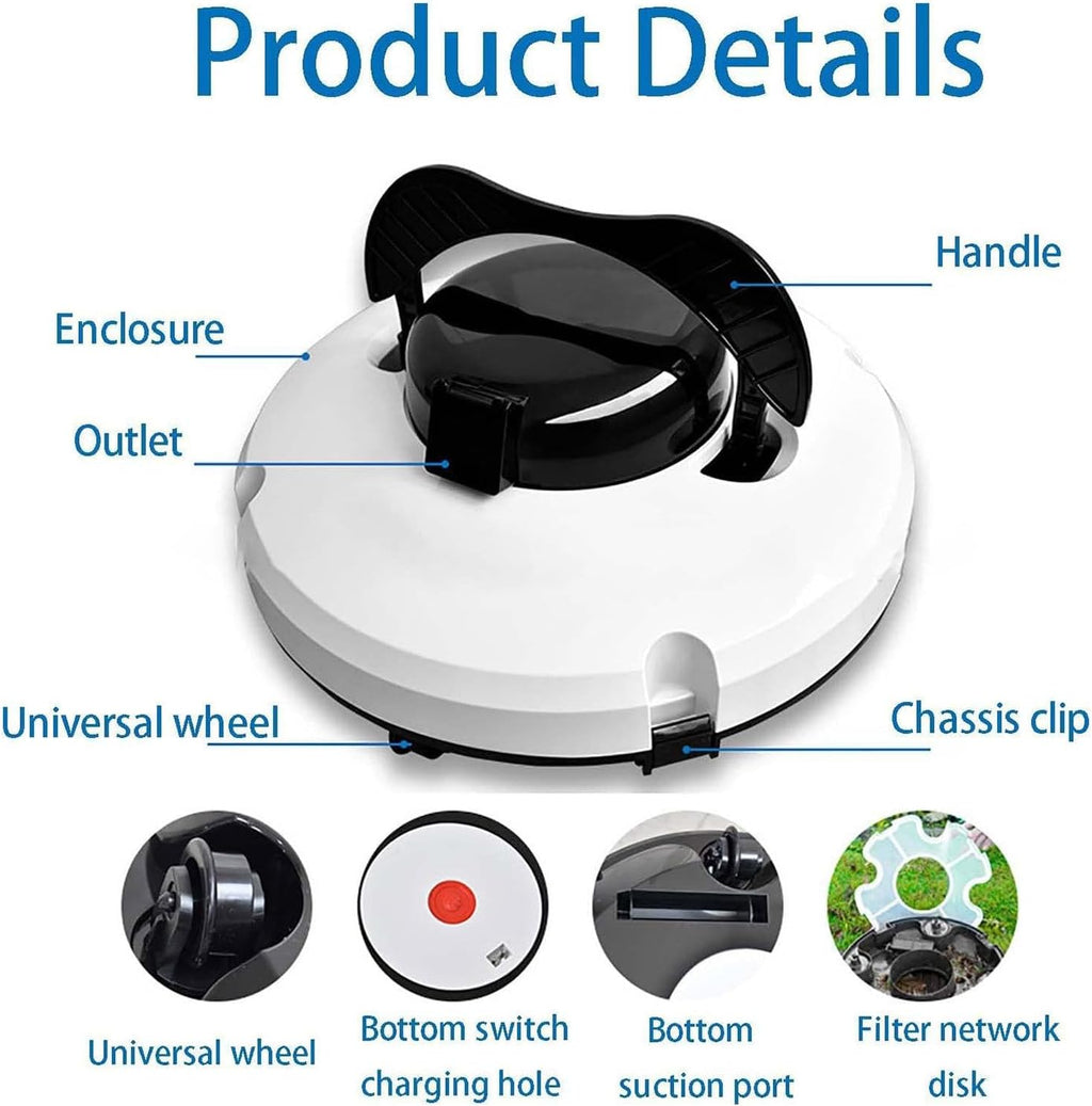 Robotic Pool Cleaner, 120 Minutes Powerful Cleaning, Dual Drive Motors, Auto Parking, Battery Powered Pool Robot Cordless Perfect for flat bottom pools up to 100m²