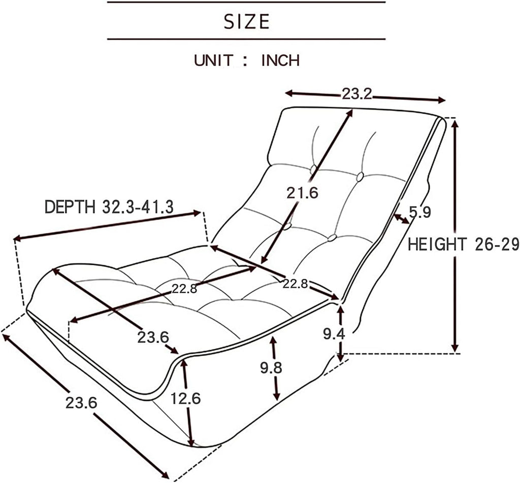 Indoor Chaise Lounge Chair, 3 Angles Adjustable Floor Chair, Folding Lazy Sofa Couch for Teens and Adults, Cushion Padded Comfy Chair for Living Room and Bedroom (Light Grey)