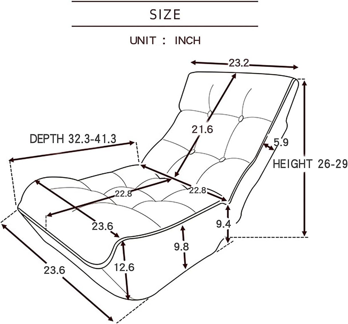Indoor Chaise Lounge Chair, 3 Angles Adjustable Floor Chair, Folding Lazy Sofa Couch for Teens and Adults, Cushion Padded Comfy Chair for Living Room and Bedroom (Light Grey)