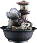 Water Fountain Desktop Ornament Stacked Rocks Water Fountain Decoration Cool Indoor Outdoor Portable Electric Tabletop Decorative Zen Meditation Waterfall Decor Kit W/Submersible Pump Zen Meditation