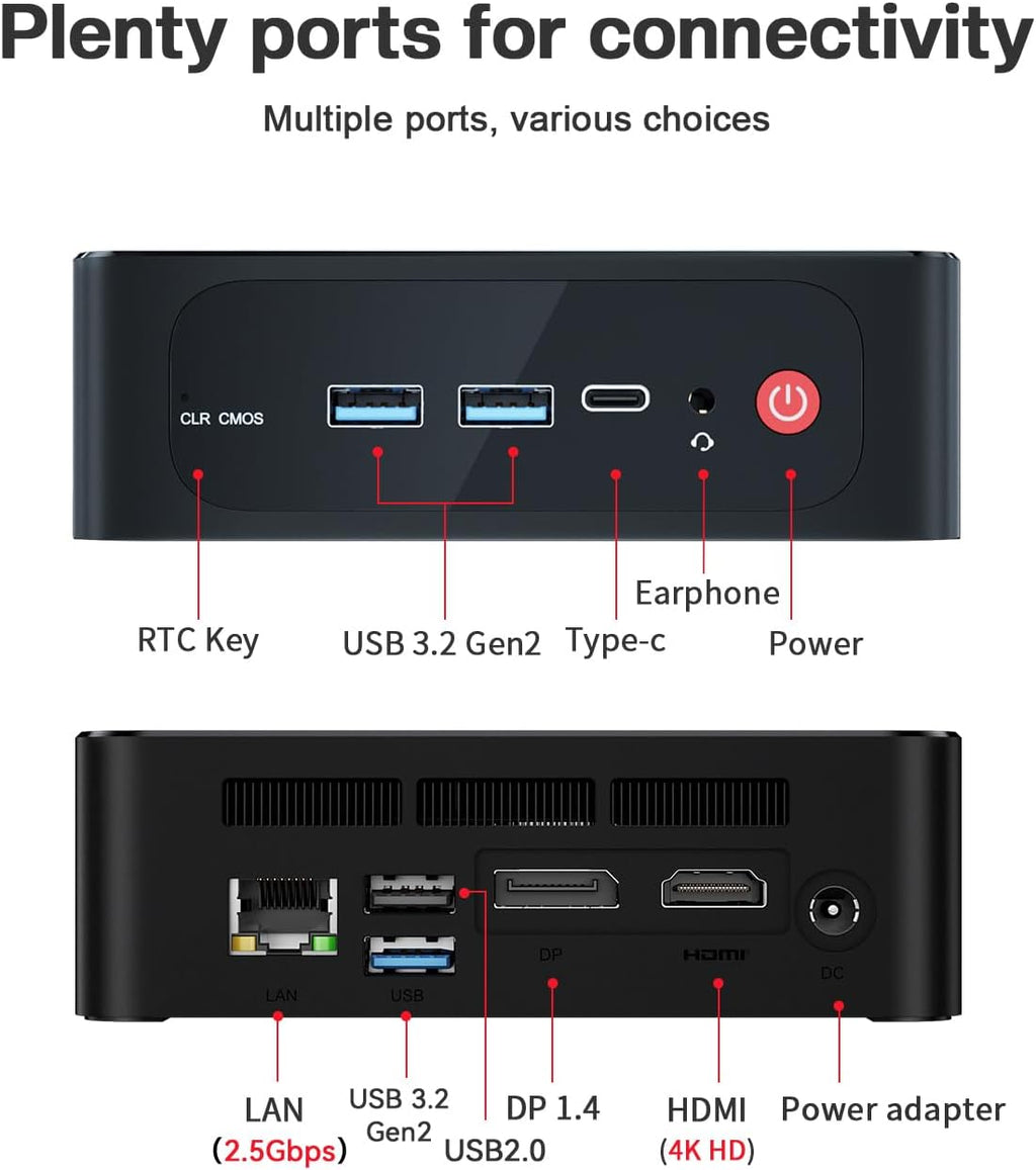 Beelink Mini PC SER5 with AMD Ryzen 5 5500U Mini Computer(6C/12T, up to 4.0GHz), 16GB DDR4 500GB NVMe SSD, Desktop PC 4K HD Dual Display HDMI/DP1.4/WiFi 6/Bluetooth 5.2/2.5Gbps Ethernet