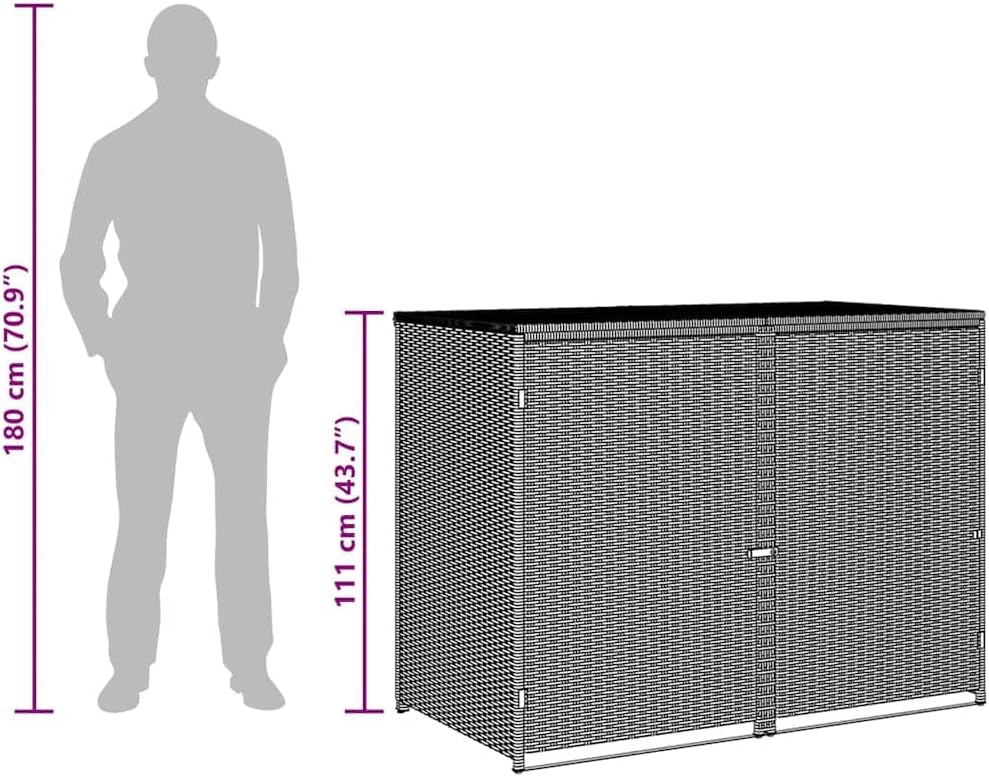 vidaXL Wheelie Bin Shed Anthracite PE Rattan, Powder-Coated Steel