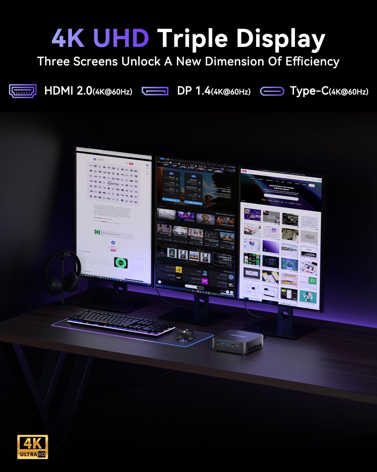 ACEMAGIC K1 Mini PC, AMD Ryzen R2544 28W Processor, 16GB DDR4 RAM 512GB M.2 SSD (Beat 3300U/N150/N97) Mini Computers 11 Pro, HDMI+DP1.4 Dual 4K UHD, Gigabit Ethernet Mini Desktop PC