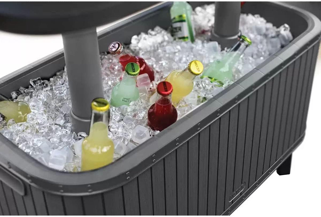 Keter 17211600 60 Litre (63 US Quart) Cooler Bevy Bar and Serving Station Made from Durable, Weather-Resistant and UV Protected Plastic, 80 cm x 35 cm x 70 cm (Black)