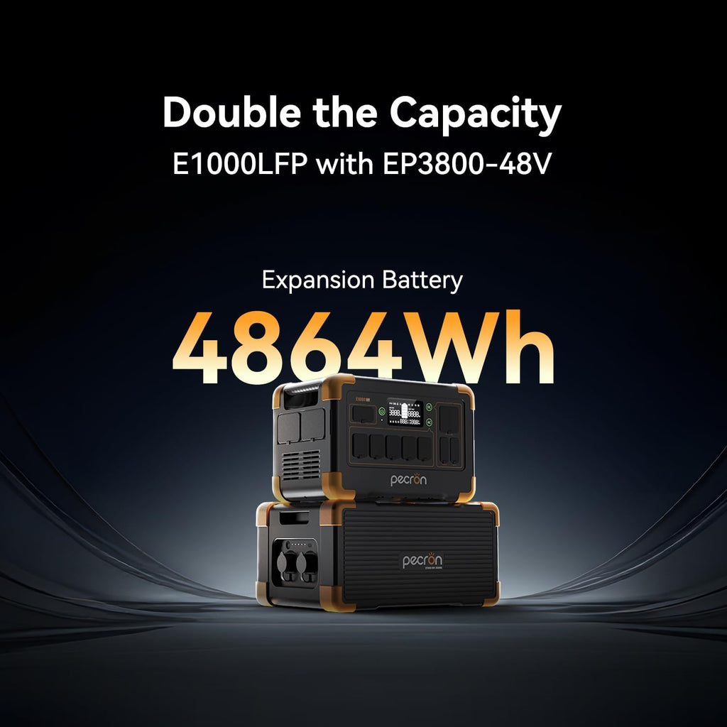 pecron Extra Battery 3840Wh, Expand Capacity for E3600LFP/E3800LFP/F3000LFP/E2400LFP/E1500LFP/E1000LFP, LiFePO4 Backup Battery