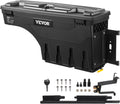 VEVOR Truck Bed Storage Box, Compatible with Chevrolet Silverado 1500 GMC Sierra 1500 2019-2020 R, Waterproof ABS Wheel Well Tool Box with Lockable Lid, 6.6 Gal/25 L Toolbox, Passenger Side, Black