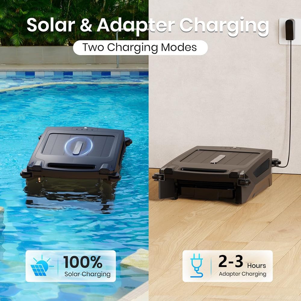 Automatic Pool Cleaning Robot, Solar and Charging Dual Mode, Maximum Cleaning Area 100 Square Meters, 2500mah Battery, With Automatic Steering Function, 3.4l Waste Tank Capacity