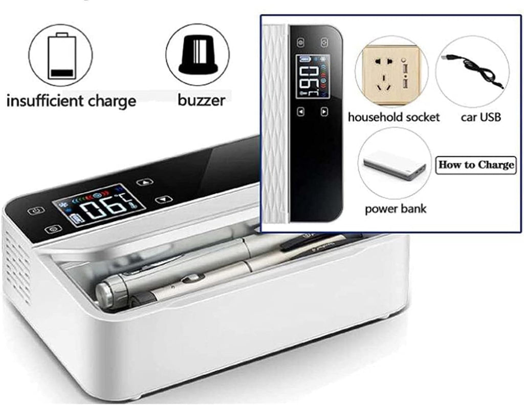 Portable Insulin Travel Bag Insulin Cool Box Refrigerator Insulin Fridge, Fridge, Portable Electric Fridge for Insulin, and Insulin Cooler for Travel, 1xBattery