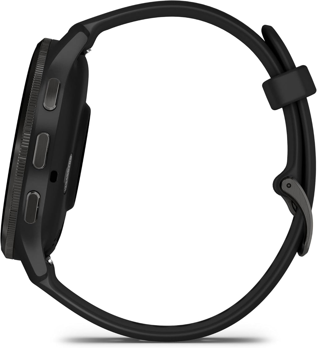 Garmin Venu 3 Advanced Fitness and Health Tracker Smart Watch with Slate Stainless Steel Bezel and 45 MM Black Case and Silicone Band 1.4 Inch AMOLED Touch Screen Display